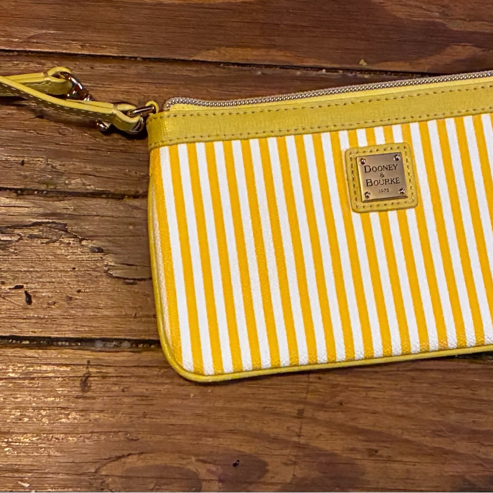 Dooney & Bourke Yellow and White Striped Wristlet